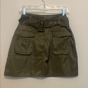 Olive Green Belted cargo Skirt
